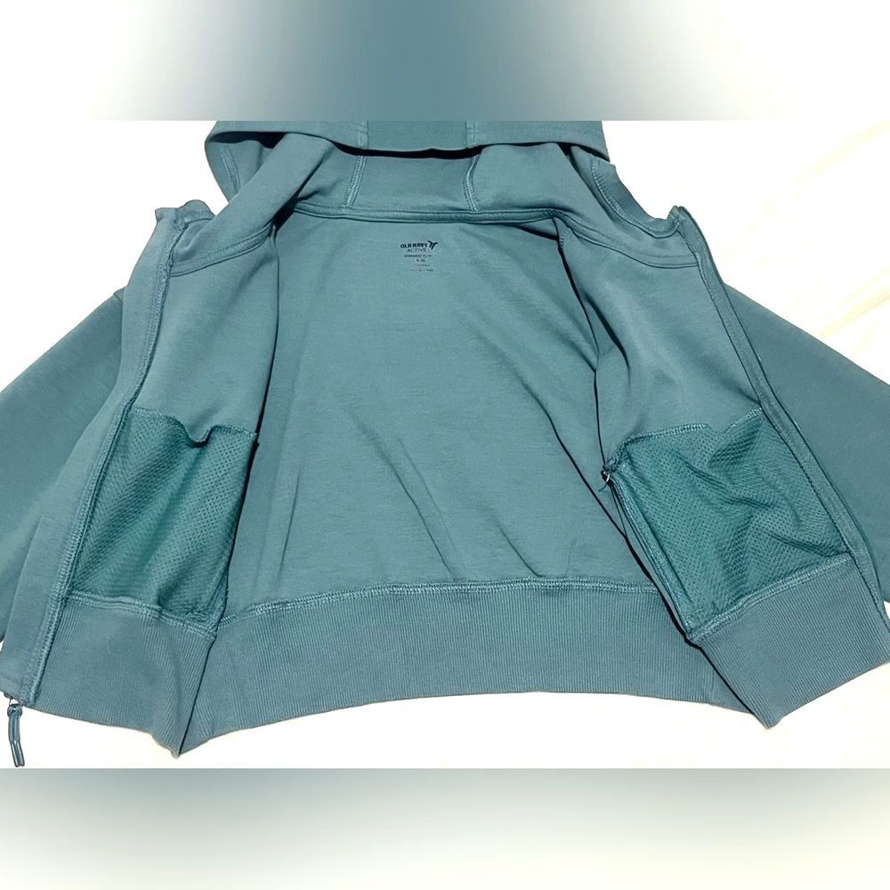 Old Navy Active Dynamic Fleece Zip-Up Sweatshirt Girls Kids Teal Hoodie Size 8 - Picture 9 of 13